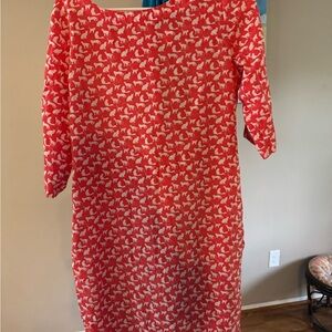 GAP Red and White Mini Dress cat print
